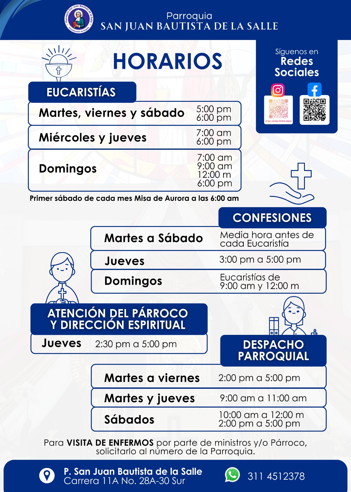 Horarios y celebraciones 2026